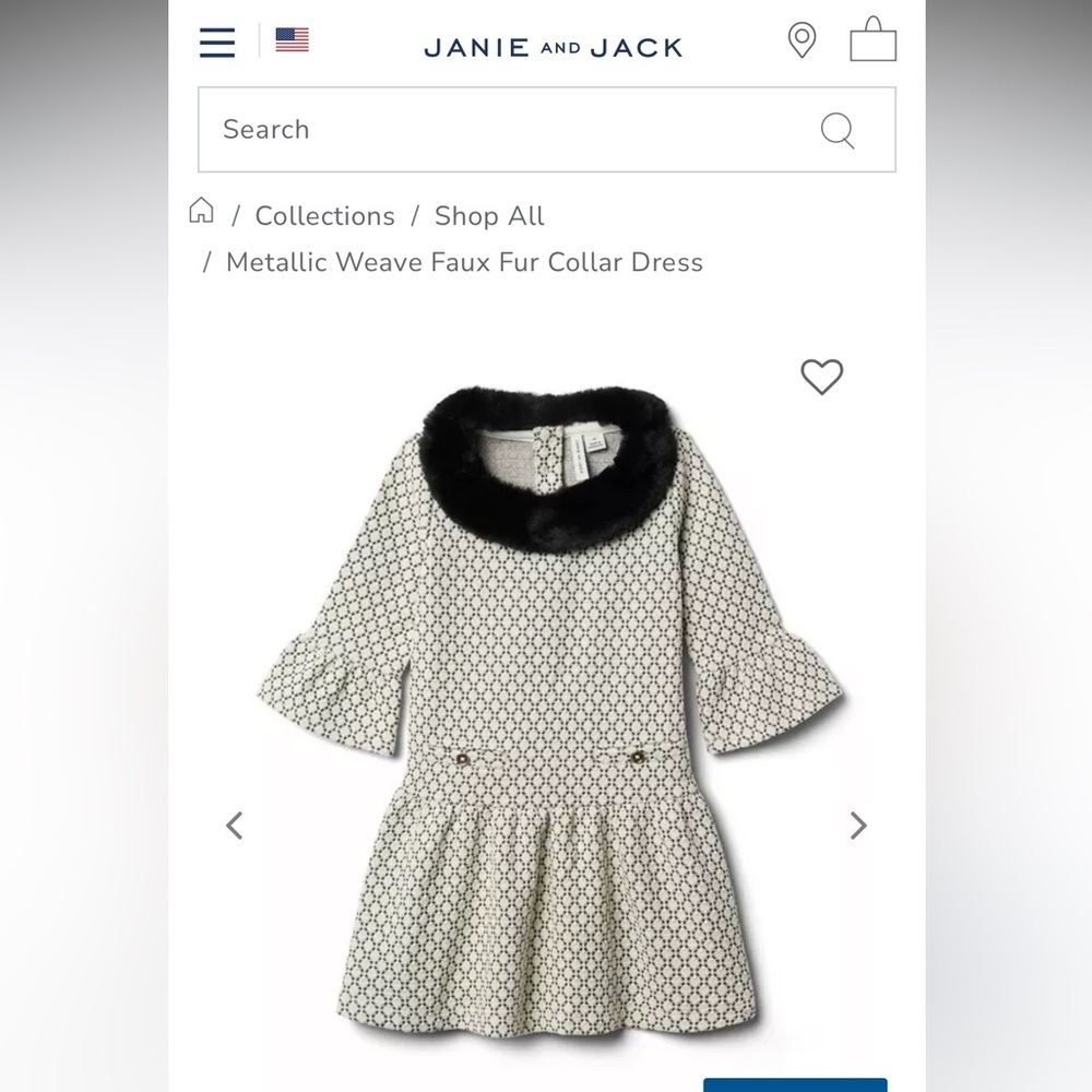 Janie and Jack Gray Faux Fur Collar Dress